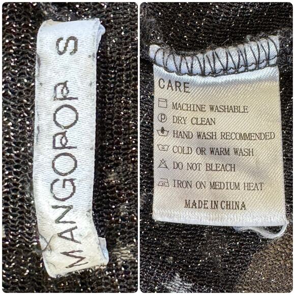 MANGOPOP Sheer Long Sleeve Top Glittery Sparkly Star Whimsical Sexy Goth Size S - Picture 11 of 11